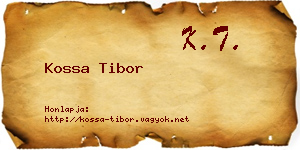 Kossa Tibor névjegykártya